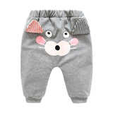 New Born Baby Boys Girls Cartoon Pants Spring High Waist Guard Belly Trousers Infant Baby Autumn Pp Pants Animal Print Bottoms
