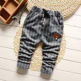 IENENS 0-2Y Fashion Boys Slim Straight Trousers Toddler Infant Boy's Casual Long Pants Kids Baby Children Cotton Stripe Bottoms