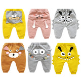 New Born Baby Boys Girls Cartoon Pants Spring High Waist Guard Belly Trousers Infant Baby Autumn Pp Pants Animal Print Bottoms