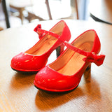 Bekanille Girls Leather Shoes Autumn Bowtie Sandals 2019 New Children Shoes High Heels Princess Sweet Sandals For Girls SZ107