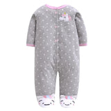 Newborn Baby Boy Autumn-winter Fleece Climbing Clothes 3-12M Kids Footed Pajamas Long Sleeved Infant Girls Cartoon Clothing