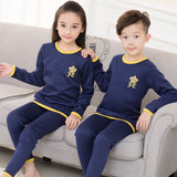 2019 Winter Kids Thermal Underwear Solid Thick Cotton O-Collar Children's Warm Suit Clothes Baby Boys Girls Long Johns Pajamas
