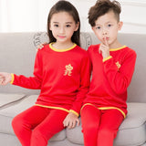 2019 Winter Kids Thermal Underwear Solid Thick Cotton O-Collar Children's Warm Suit Clothes Baby Boys Girls Long Johns Pajamas