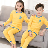2019 Winter Kids Thermal Underwear Solid Thick Cotton O-Collar Children's Warm Suit Clothes Baby Boys Girls Long Johns Pajamas