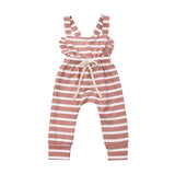 Pudcoco Newborn Baby Girl Stripe Romper Overalls Pants Cotton Soft Coming Home Outfit Clothes Suit For 0-3Years Child