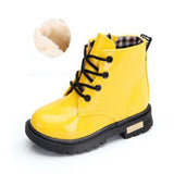 KIDS SHOES Rubber Boots Children Patent Leather Botas Boys Girls Waterproof Plush Snow Boots Toddler Sneakers Boots