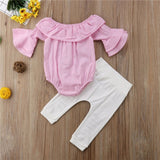 Add color Toddler Baby Overalls Baby Girl Clothes Striped Tops Romper Ripped Pants Outfits Clothing Set roupas infantis menina