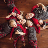 Merry Christmas Parent-child Outfits Christmas Elk Print Family Matching Outfits Clothing Long Sleeve T-shirt Pants Clothes Set