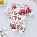 Adorable floral lace romper baby girls long sleeve jumpsuit autumn cotton newborn body clothes infant bebe onesies 30