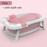 Foldable Baby Shower Tub with Thermometer Smart Temperature sensing Infant Bath Tubs Baby Non-Slip Widen and Thicken Kid Bathtub