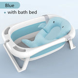 Foldable Baby Shower Tub with Thermometer Smart Temperature sensing Infant Bath Tubs Baby Non-Slip Widen and Thicken Kid Bathtub