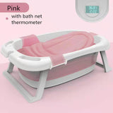 Foldable Baby Shower Tub with Thermometer Smart Temperature sensing Infant Bath Tubs Baby Non-Slip Widen and Thicken Kid Bathtub