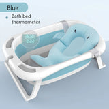 Foldable Baby Shower Tub with Thermometer Smart Temperature sensing Infant Bath Tubs Baby Non-Slip Widen and Thicken Kid Bathtub