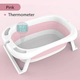 Foldable Baby Shower Tub with Thermometer Smart Temperature sensing Infant Bath Tubs Baby Non-Slip Widen and Thicken Kid Bathtub