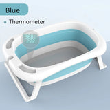 Foldable Baby Shower Tub with Thermometer Smart Temperature sensing Infant Bath Tubs Baby Non-Slip Widen and Thicken Kid Bathtub