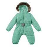 LOOZYKIT Baby Down Jacket Jumpsuit Winter Newborn Baby Jacket Winter Fashion Solid Thick Hooded Romper Baby Winter Warm Suit