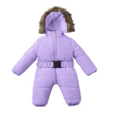 LOOZYKIT Baby Down Jacket Jumpsuit Winter Newborn Baby Jacket Winter Fashion Solid Thick Hooded Romper Baby Winter Warm Suit