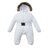 LOOZYKIT Baby Down Jacket Jumpsuit Winter Newborn Baby Jacket Winter Fashion Solid Thick Hooded Romper Baby Winter Warm Suit