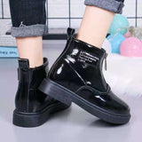 Chilidren Boots Big Boys Girls Leather Ankle Boot Warm Fur Zipper Boots Patent Black New Fashion Boots Student SandQ Baby