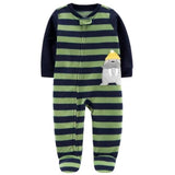 Newborn Baby Boy Autumn-winter Fleece Climbing Clothes 3-12M Kids Footed Pajamas Long Sleeved Infant Girls Cartoon Clothing