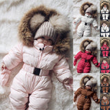Cute children's winter jumpsuit Winter Infant Baby Boy Girl Romper Jacket Hooded Jumpsuit Warm Thick Coat Outfit