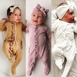 2019 Brand New Style Newborn Baby Girl Boy Floral  Footies  Jumpsuit Headband Outfits Clothes