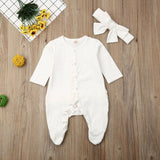 2019 Brand New Style Newborn Baby Girl Boy Floral  Footies  Jumpsuit Headband Outfits Clothes