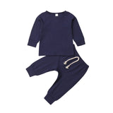 0-24M Baby Sleepwear Newborn Toddler Boy Girl Solid Color Pajamas Set Cotton Sleepwear Nightwear Casual Clothes Outfit Home Wear