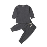 0-24M Baby Sleepwear Newborn Toddler Boy Girl Solid Color Pajamas Set Cotton Sleepwear Nightwear Casual Clothes Outfit Home Wear