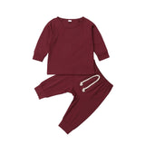0-24M Baby Sleepwear Newborn Toddler Boy Girl Solid Color Pajamas Set Cotton Sleepwear Nightwear Casual Clothes Outfit Home Wear