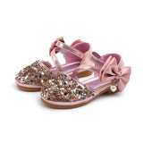 Bear Leader Children's Shoes 2020 High Quality Kids Footwear PU Sandals Bow Sequined Girls Elegant Single Shoes Party Flat Shoes