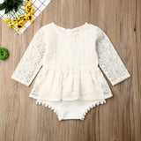 Pudcoco 0-24M Newborn Baby Girls Autumn Clothes Flower Lace Romper Dress Princess Girl Tutu Romper Dress Baby Bodysuit Outfits