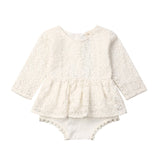 Pudcoco 0-24M Newborn Baby Girls Autumn Clothes Flower Lace Romper Dress Princess Girl Tutu Romper Dress Baby Bodysuit Outfits