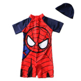 Superhero Prints Boy's Swimsuit Baby Swimwear Child Bathing Suit One-piece Swimsuit Batman Spiderman Swimwear With Cap Sw
