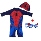 Superhero Prints Boy's Swimsuit Baby Swimwear Child Bathing Suit One-piece Swimsuit Batman Spiderman Swimwear With Cap Sw