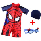 Superhero Prints Boy's Swimsuit Baby Swimwear Child Bathing Suit One-piece Swimsuit Batman Spiderman Swimwear With Cap Sw