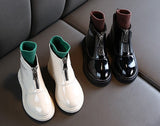 Chilidren Boots Big Boys Girls Leather Ankle Boot Warm Fur Zipper Boots Patent Black New Fashion Boots Student SandQ Baby