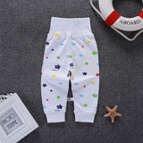 Cartoon High Belly Harem Pants Kids Boy Gril Cotton Leggings Baby High Waist Elastic Trousers Inafnt Abdomen Protector Clothes