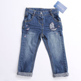 SHUZHI New Children's clothes Casual baby girls Denim pants Infant flower jeans Newborn pencil pants tight pants 9-24M