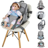 2-in-1 Baby Diaper Bags Baby Dining Seat Folding Waterproof USB Mummy Diaper Bag Dining Seat Pad Maternity Backpacks