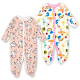 Newborn Baby Boys Girls Sleepers Pajamas Babies Jumpsuits 2 PCS/lot Infant Long Sleeve 0 3 6 9 12 Months Clothes
