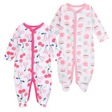 Newborn Baby Boys Girls Sleepers Pajamas Babies Jumpsuits 2 PCS/lot Infant Long Sleeve 0 3 6 9 12 Months Clothes