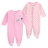 Newborn Baby Boys Girls Sleepers Pajamas Babies Jumpsuits 2 PCS/lot Infant Long Sleeve 0 3 6 9 12 Months Clothes