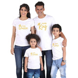father mother daughter son crown t shirt family matching clothes outfits look daddy mommy and me baby dress king queen princess
