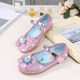 HaoChengJiaDe Kids Girls Wedding Dress Shoes Children Princess Shoes Bowtie Purple Leather Shoes For Girls Casual Shoes Flat