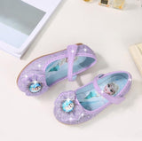 HaoChengJiaDe Kids Girls Wedding Dress Shoes Children Princess Shoes Bowtie Purple Leather Shoes For Girls Casual Shoes Flat