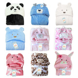Lovely fleece baby bath towel cute animal shape kid hooded baby towel bathrobe cloak baby receiving blanket neonatal hold to be